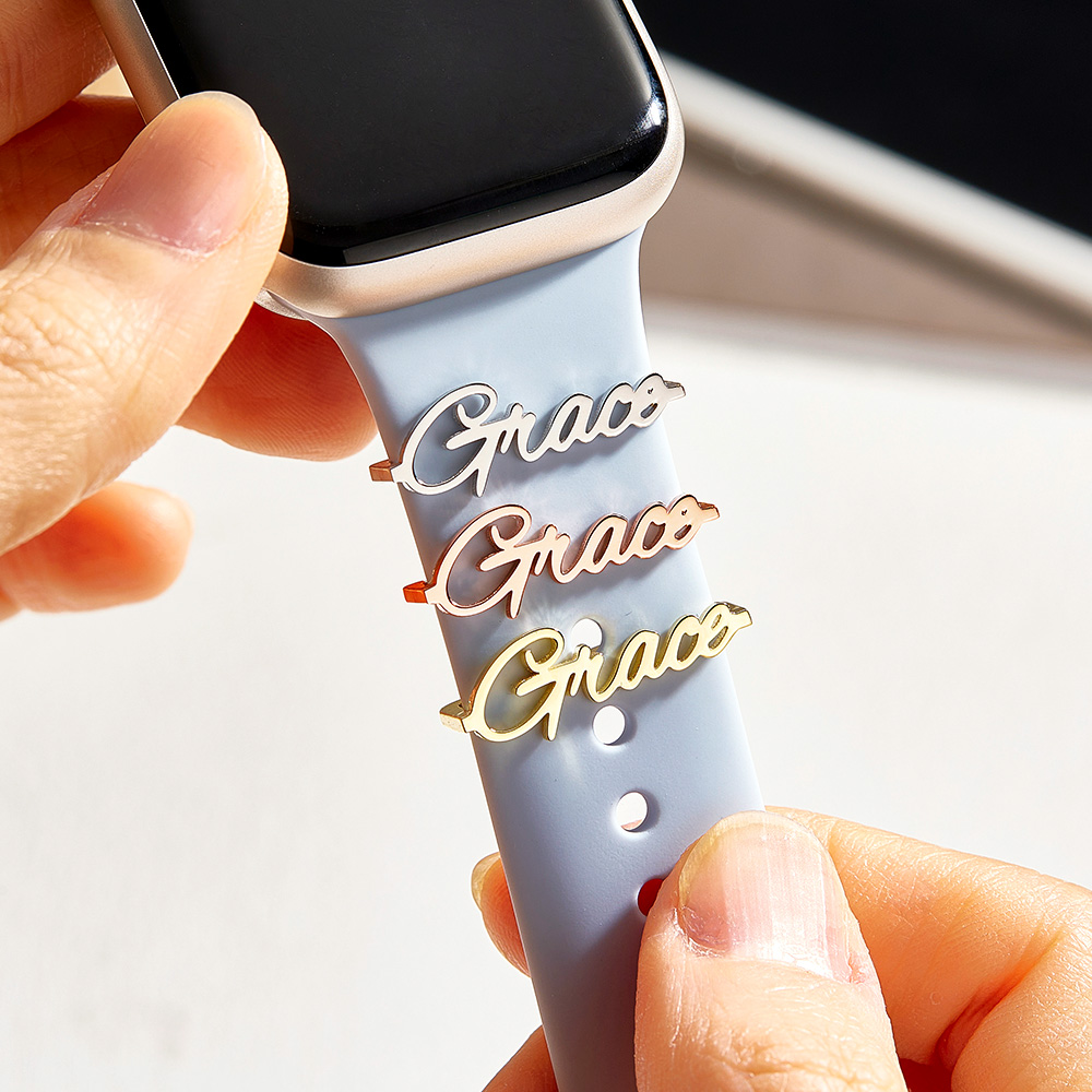 Dije de correa de reloj Joyería de reloj personalizada Dije de correa de reloj Dije de nombre personalizado para correa de reloj