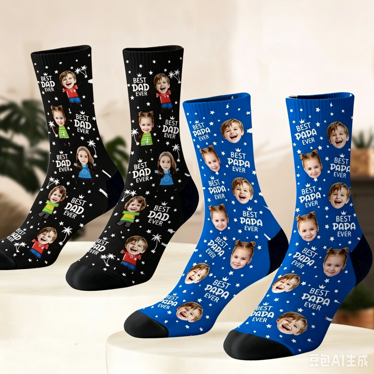 Calcetines faciales personalizados Calcetines personalizados con foto para papá Regalo del día del padre - miscalcetinescaramx