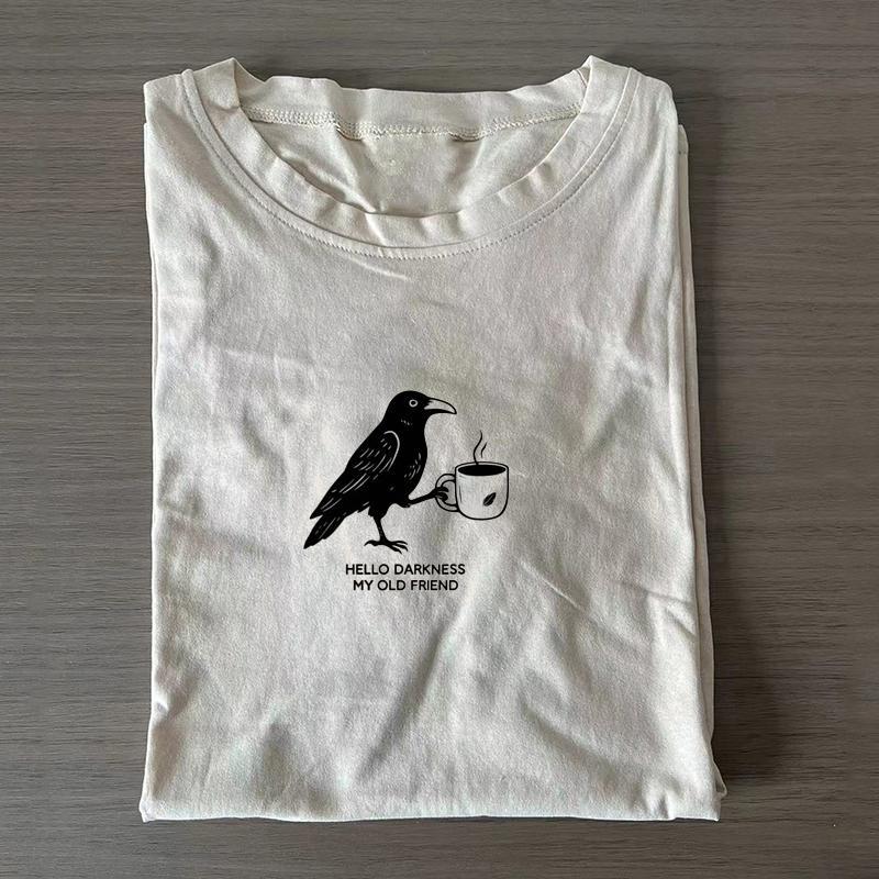 Camiseta Raven Coffee Lover, Regalo Para Halloween, Fanáticos Góticos Y Ratones De Biblioteca, Camiseta Gráfica De Algodón Suave - miscalcetinescaramx