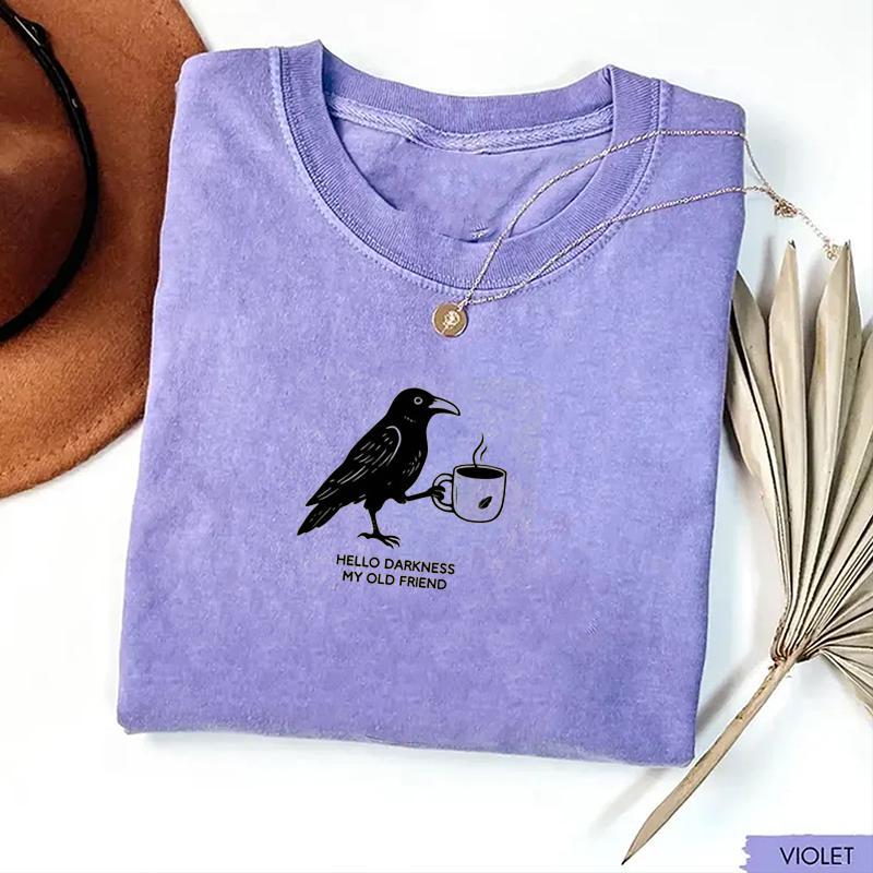 Camiseta Raven Coffee Lover, Regalo Para Halloween, Fanáticos Góticos Y Ratones De Biblioteca, Camiseta Gráfica De Algodón Suave - miscalcetinescaramx