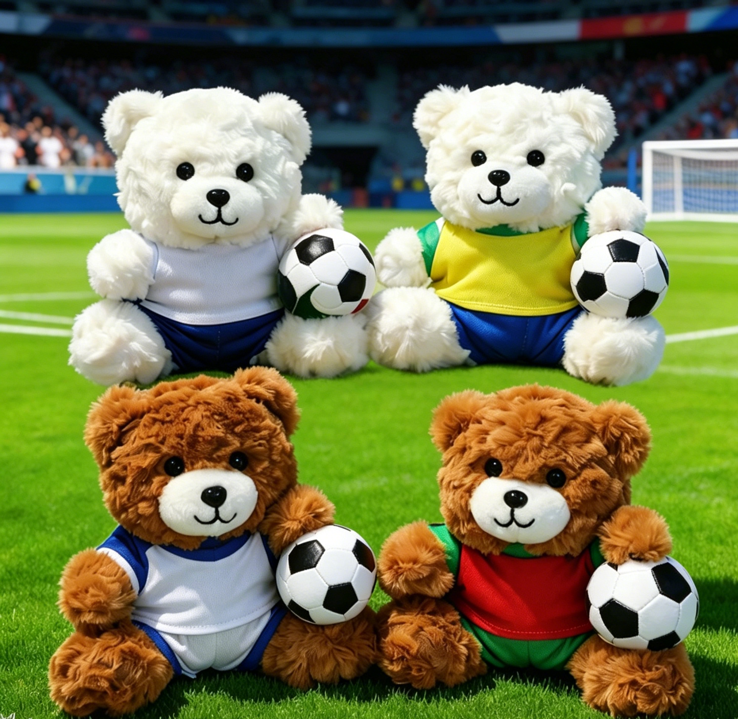 Muñeco de peluche de oso de fútbol personalizado, lindo equipo de fútbol, ​​oso de peluche, regalo de recuerdo para fanáticos - miscalcetinescaramx