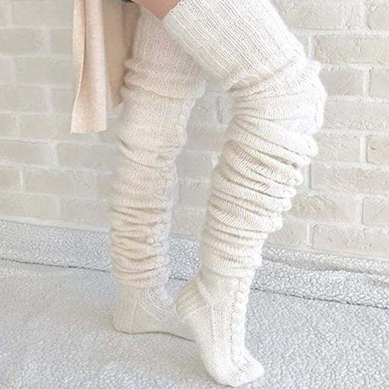 Calcetines Tejidos Por Encima De La Rodilla, Calentadores De Piernas De Invierno Para Mujer, Calentadores De Piernas Gruesos Por Encima De La Rodilla - MyFaceSocksMX