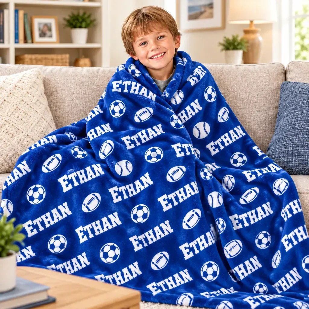 Manta Polar Personalizada Para Niños, Regalo De Cumpleaños Con Nombre Y Corazones, Acogedora Manta Sherpa Para Niñas Y Niños - miscalcetinescaramx