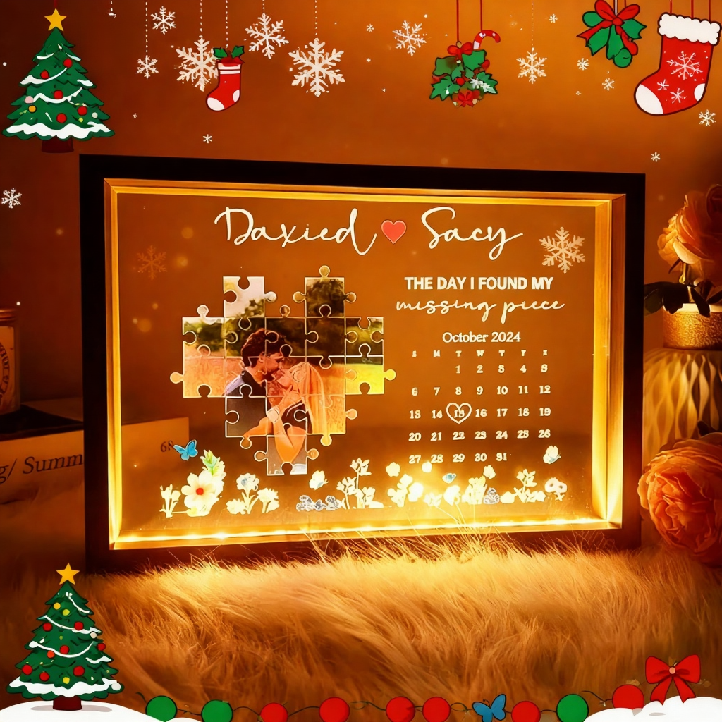 El Día Que Encontré La Pieza Que Me Faltaba, Marco De Luz, Regalo Personalizado Idea de regalo de Navidad