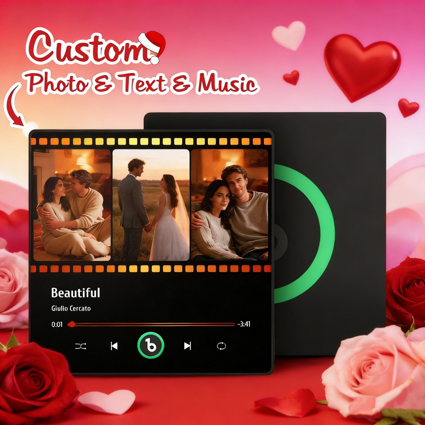 Regalos De Navidad, Imán De Nevera Con Música Personalizada, Álbum De Música, Imán De Nevera, Foto Musical, Adhesivo De Pared Con Foto, Movimiento Musical Que Se Puede Reproducir, Idea De Regalo