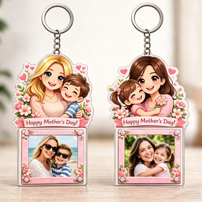 Mini Portafotos Magnético Con Marco De Llavero Acrílico Con Foto De Dibujos Animados Personalizado Con Parte Superior De Personaje Personalizado - miscalcetinescaramx