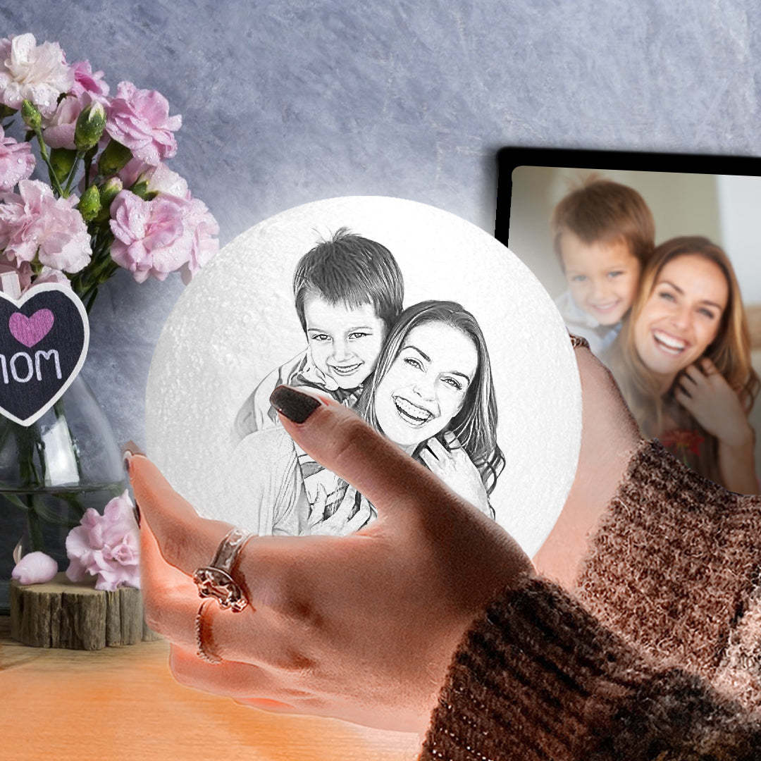 Regalos Para Mamá Lámpara De Luna Luz Fotográfica Personalizada Y Grabado Impresión 3d Personalizada Luna Pintura Luz Para Su Cita Nocturna Ideas - miscalcetinescaramx
