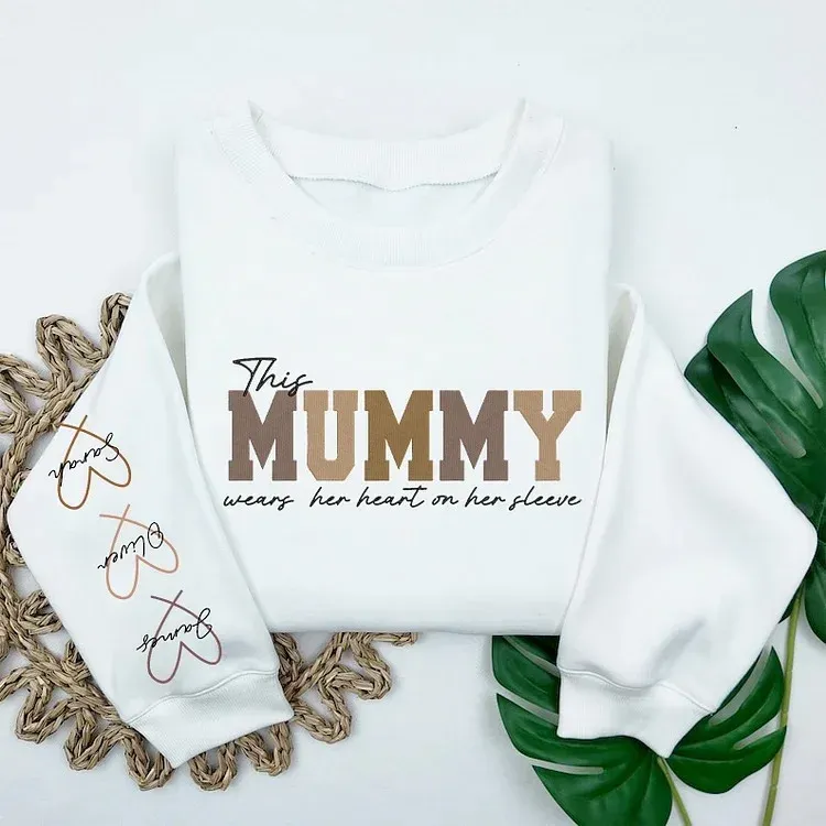 Camisetas, Sudaderas Y Sudaderas Con Capucha Bordadas Personalizadas Con El Mensaje 'mamá Lleva El Corazón En La Manga'. - miscalcetinescaramx