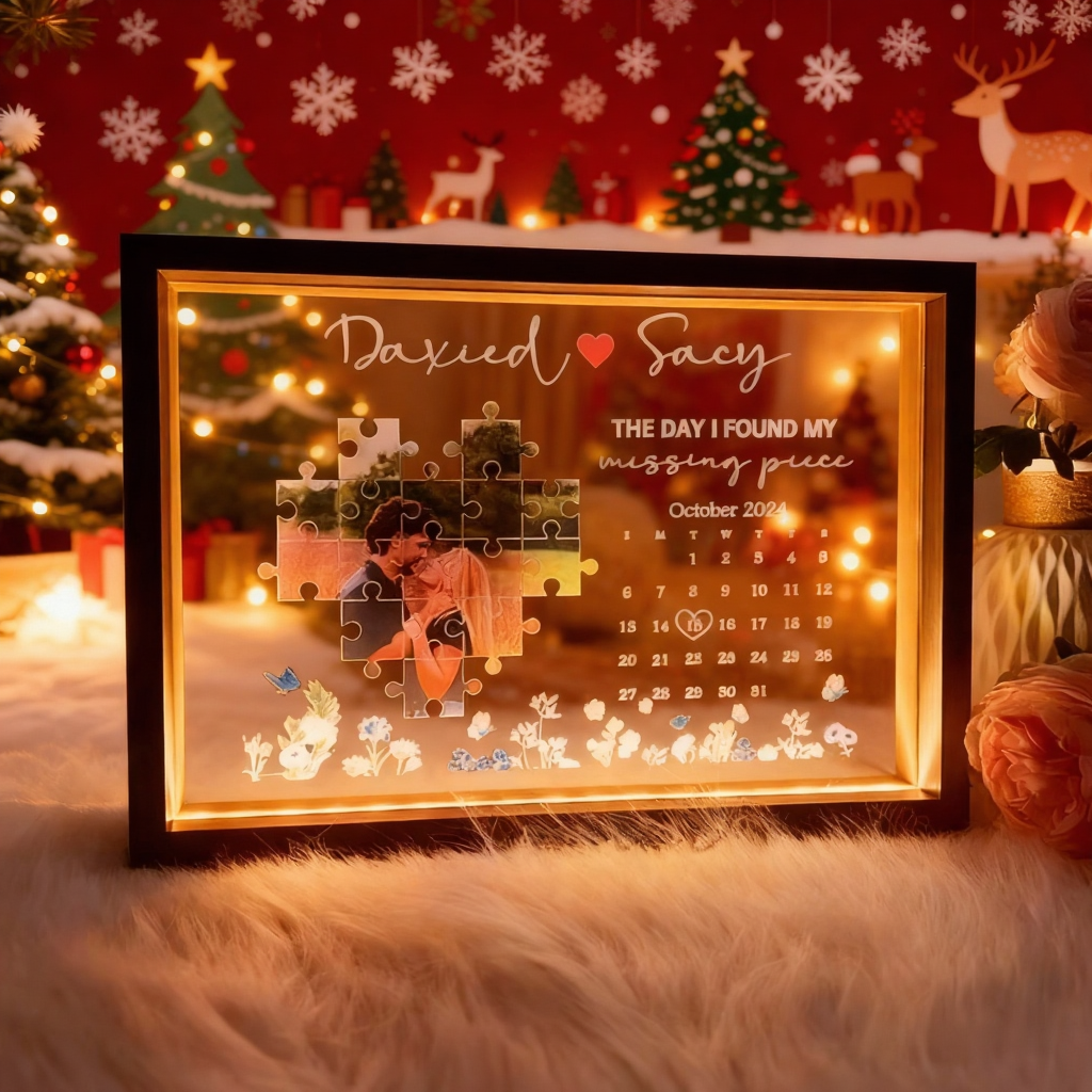 El Día Que Encontré La Pieza Que Me Faltaba, Marco De Luz, Regalo Personalizado Idea de regalo de Navidad