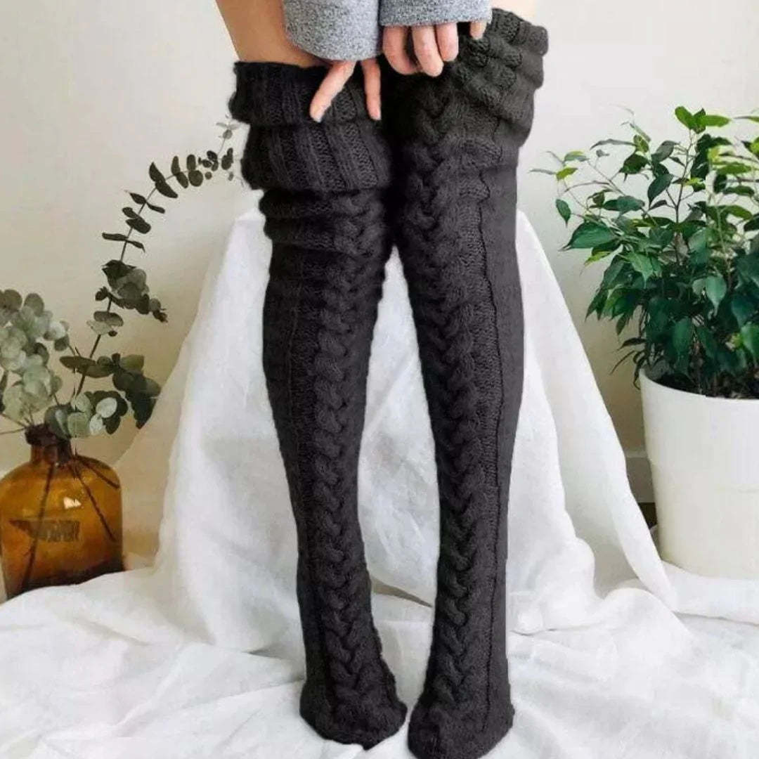 Calcetines Tejidos Por Encima De La Rodilla, Calentadores De Piernas De Invierno Para Mujer, Calentadores De Piernas Gruesos Por Encima De La Rodilla - MyFaceSocksMX