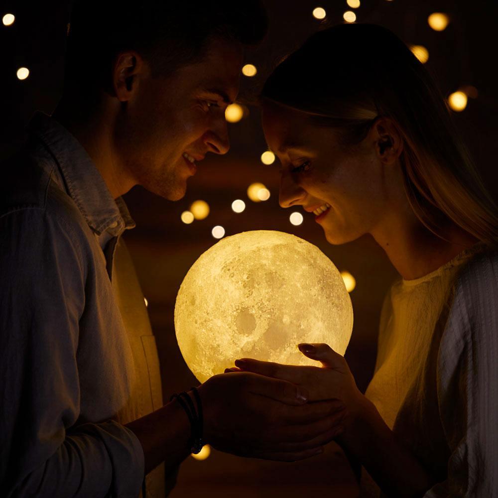 Impresión 3d Creativa Personalizada Y Lámpara De Luna Con Foto Personalizada Grabada: Toque Dos Colores - miscalcetinescaramx