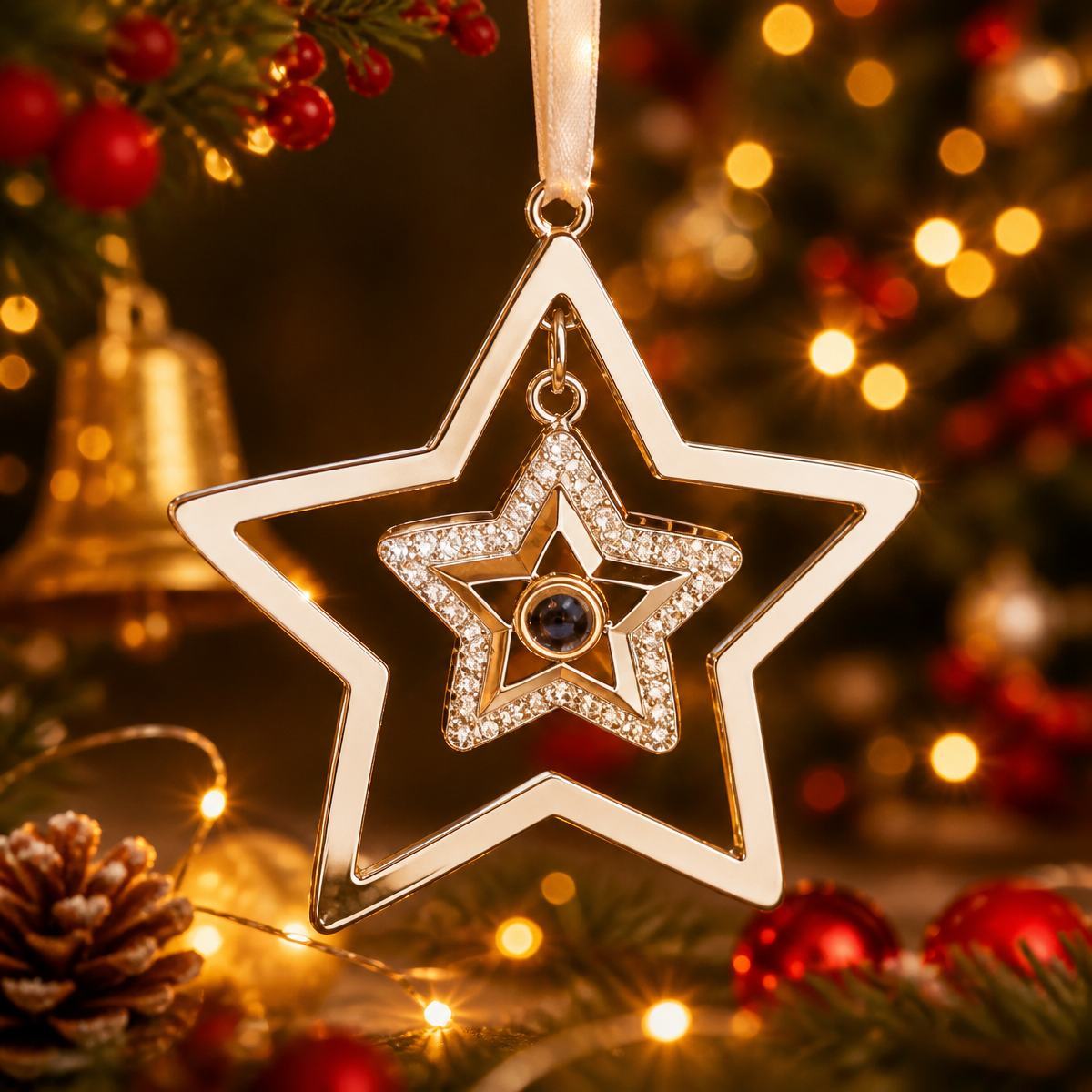 Decoración De Estrella Con Foto De Proyección Personalizada, Adorno De Estrella Para árbol De Navidad, Adorno Con Foto De Navidad, Primera Decoración Navideña Del Bebé Para Regalar - miscalcetinescaramx