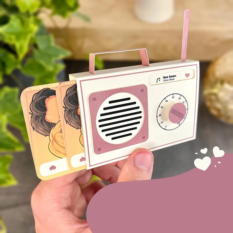 Tarjeta Personalizada Estilo Radio, Regalo De Aniversario Para Él, Regalo Personalizado, Regalo De Aniversario De Bodas Para Ella, Regalo De Cumpleaños Para Novia, Regalo Para Esposo, Regalo De Amor Romántico. - miscalcetinescaramx