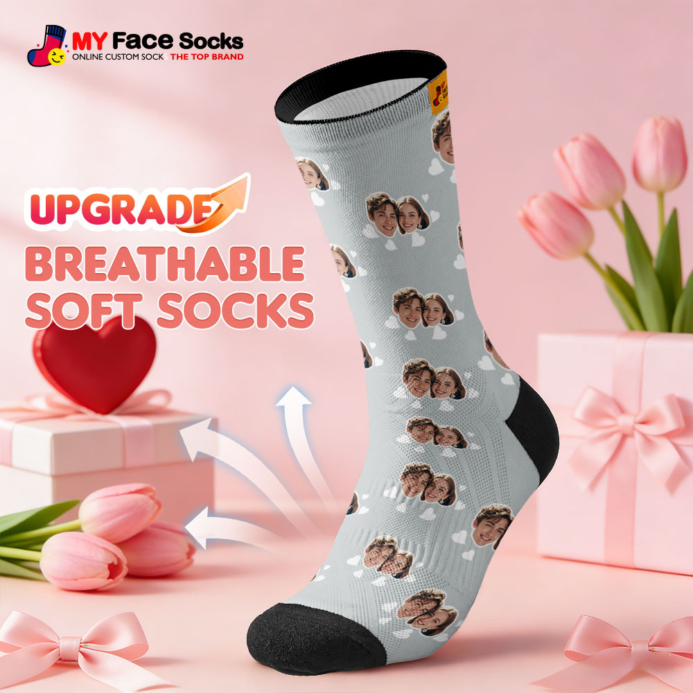 Calcetines Personalizados Con Cara De Corazón Y Tema De Pareja, Calcetines Personalizados Para El Día De San Valentín Con Foto, Bonito Regalo Para Pareja - miscalcetinescaramx
