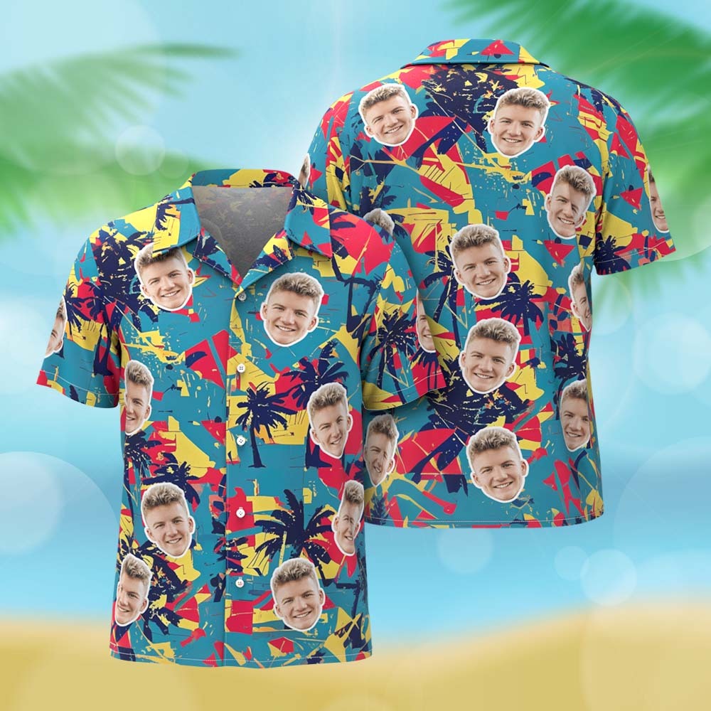 Camisas Hawaianas Personalizadas Con Un Lindo Dinosaurio Azul Tropical, Regalos Para Vacaciones En La Playa. - miscalcetinescaramx