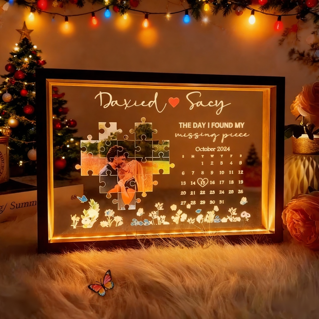 El Día Que Encontré La Pieza Que Me Faltaba, Marco De Luz, Regalo Personalizado Idea de regalo de Navidad