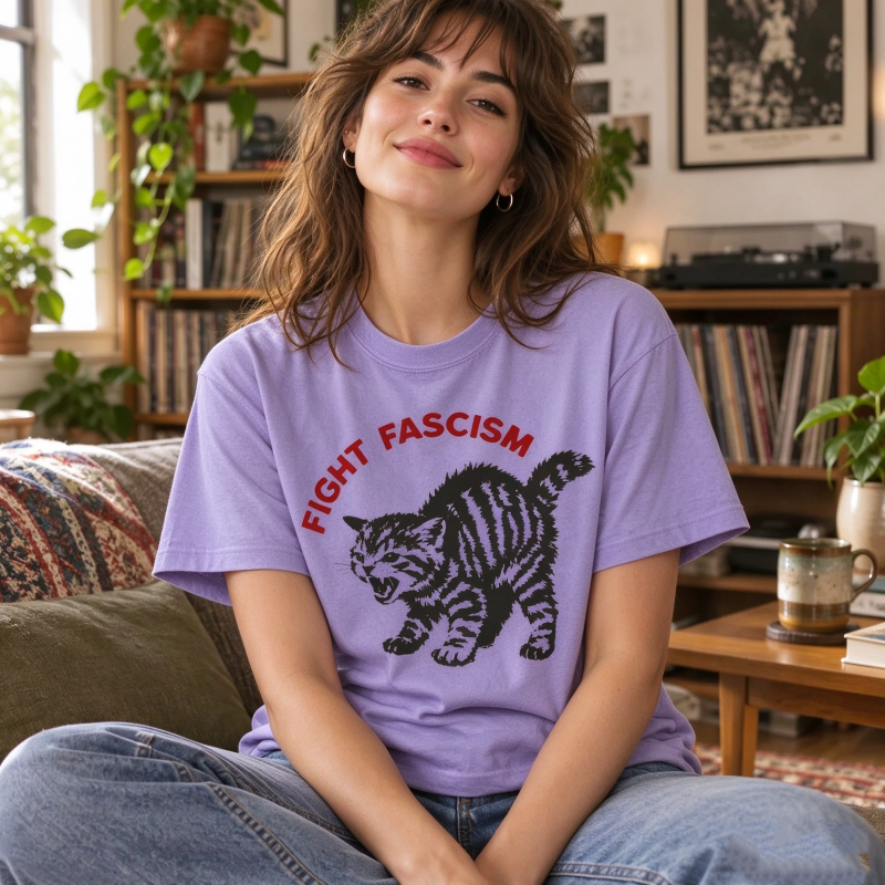 Camiseta Fight Fascism Tabby Cat: Camiseta Atrevida Para Activistas Y Obsequios En Estas Fiestas - miscalcetinescaramx