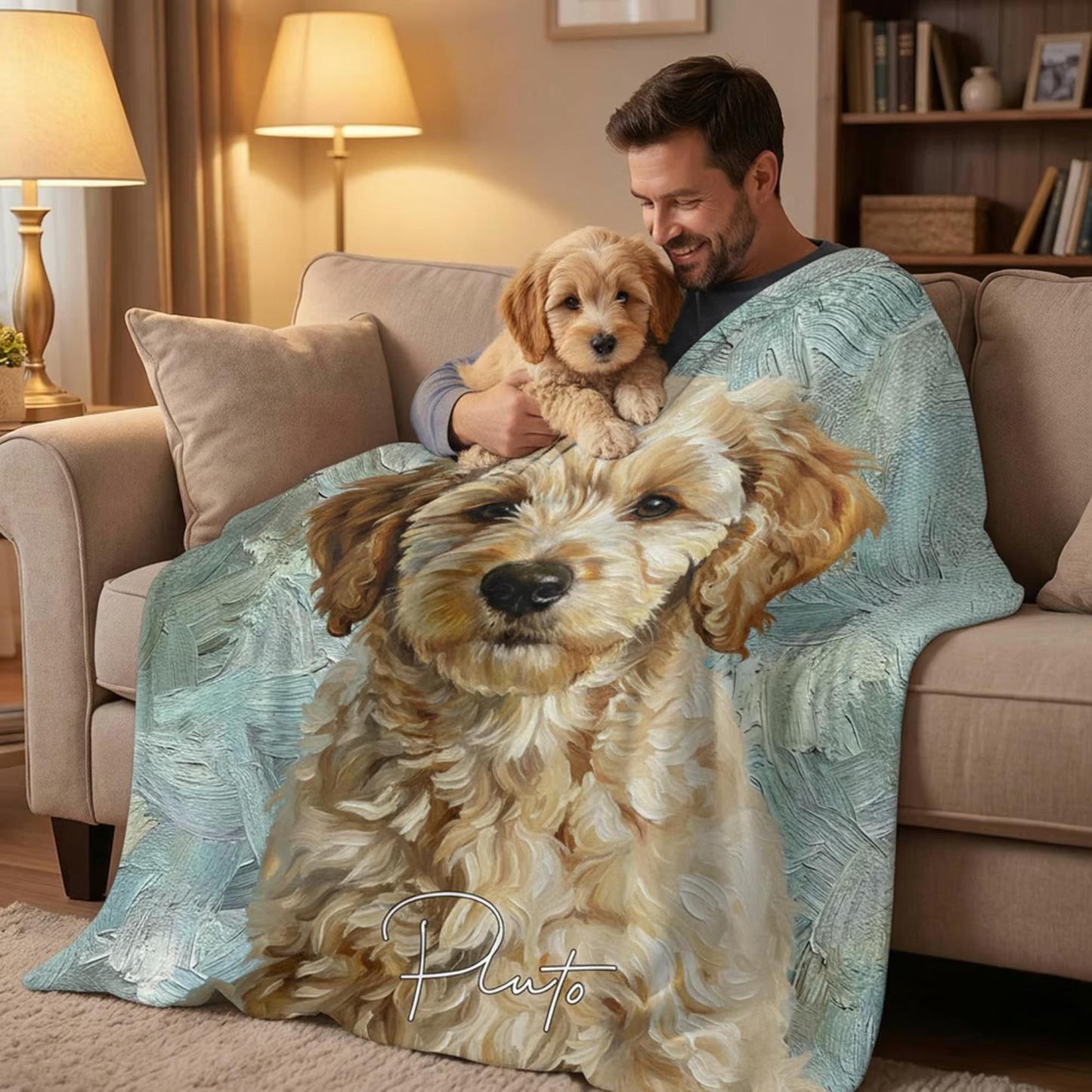Manta Personalizada Con Retrato De Mascota, Estilo Pintura Al óleo, Para Cumpleaños, Regalo De Navidad Para Amantes De Los Perros - miscalcetinescaramx