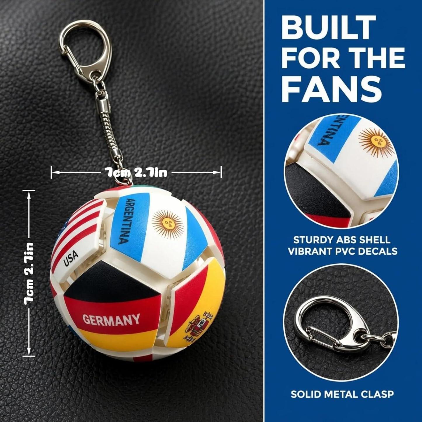 2026 Llavero De Bola De Fútbol Con Bandera De Fútbol, ​​bola De Estrés Sensorial De Clic Mecánico De 12 Lados Para Adultos, Bolas Para Aliviar El Estrés, Llavero De Fútbol Para Llaves Y Mochila (12 Naciones) - miscalcetinescaramx