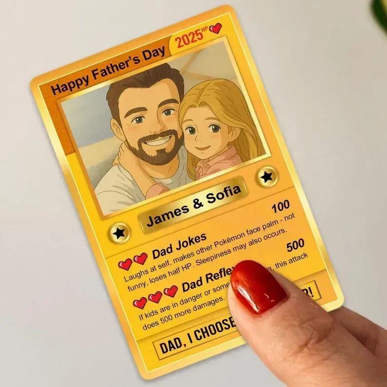 Tarjeta De Pokémon Para El Día Del Padre, Tarjeta De Pokémon Personalizada, Regalo Para Papá, Regalo Del Día Del Padre, Regalo De Pokémon Personalizado