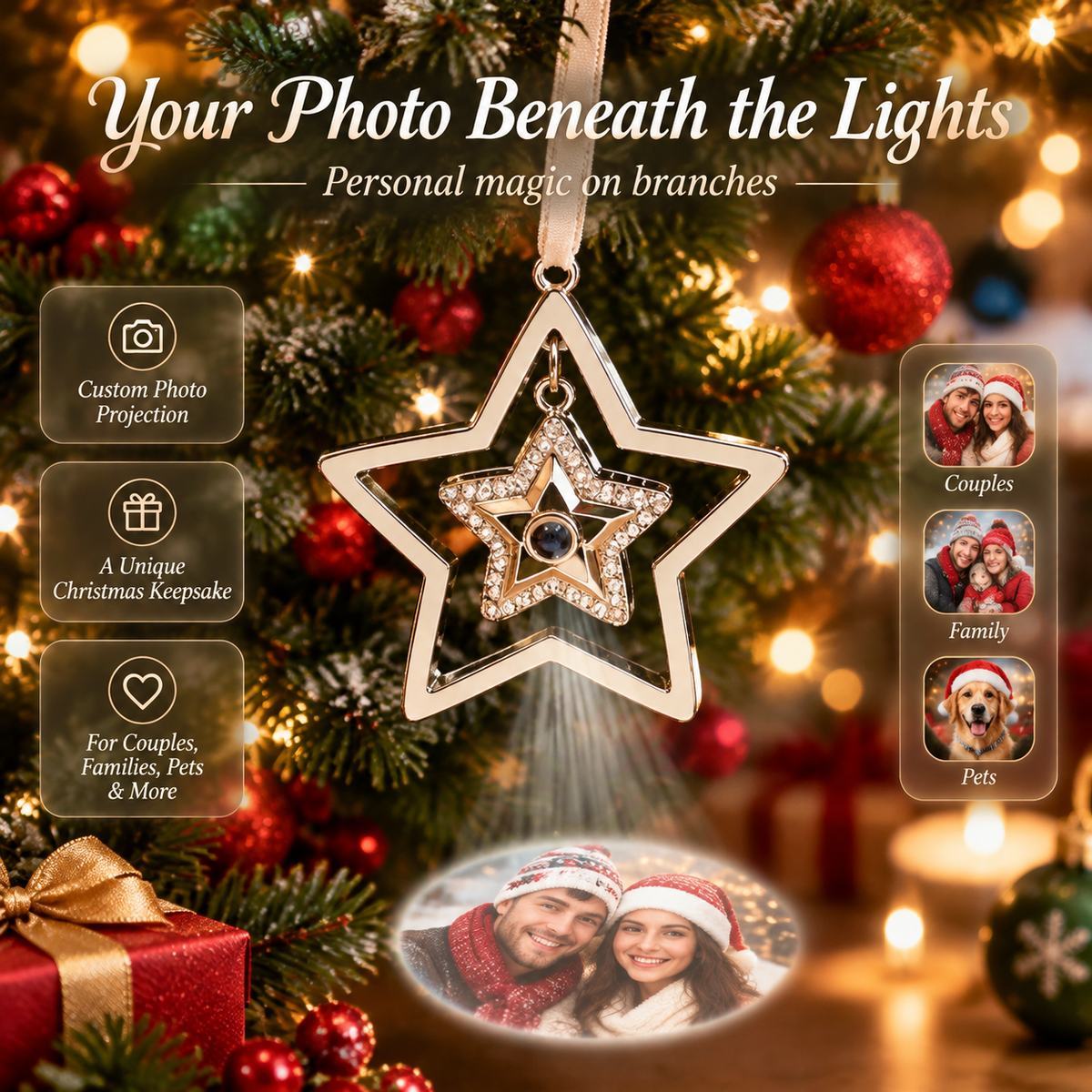 Decoración De Estrella Con Foto De Proyección Personalizada, Adorno De Estrella Para árbol De Navidad, Adorno Con Foto De Navidad, Primera Decoración Navideña Del Bebé Para Regalar - miscalcetinescaramx