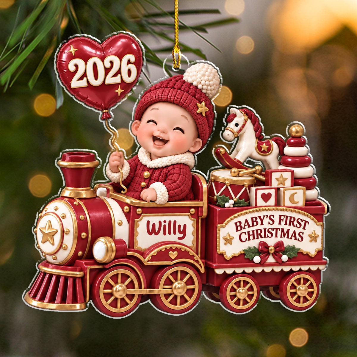 Adorno Navideño Personalizado Para El Primer Bebé: Diseño De Tren Para Nuevos Padres, Regalo Navideño 2026 - miscalcetinescaramx