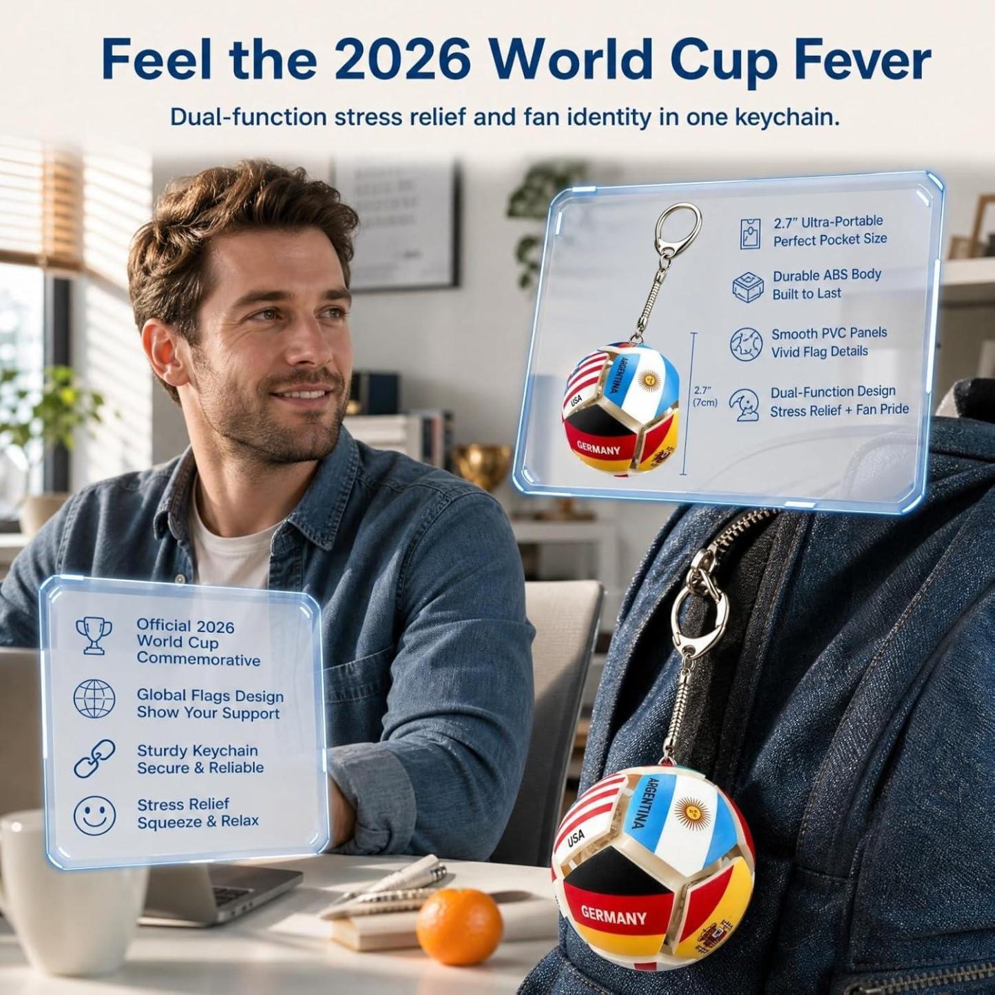 2026 Llavero De Bola De Fútbol Con Bandera De Fútbol, ​​bola De Estrés Sensorial De Clic Mecánico De 12 Lados Para Adultos, Bolas Para Aliviar El Estrés, Llavero De Fútbol Para Llaves Y Mochila (12 Naciones) - miscalcetinescaramx