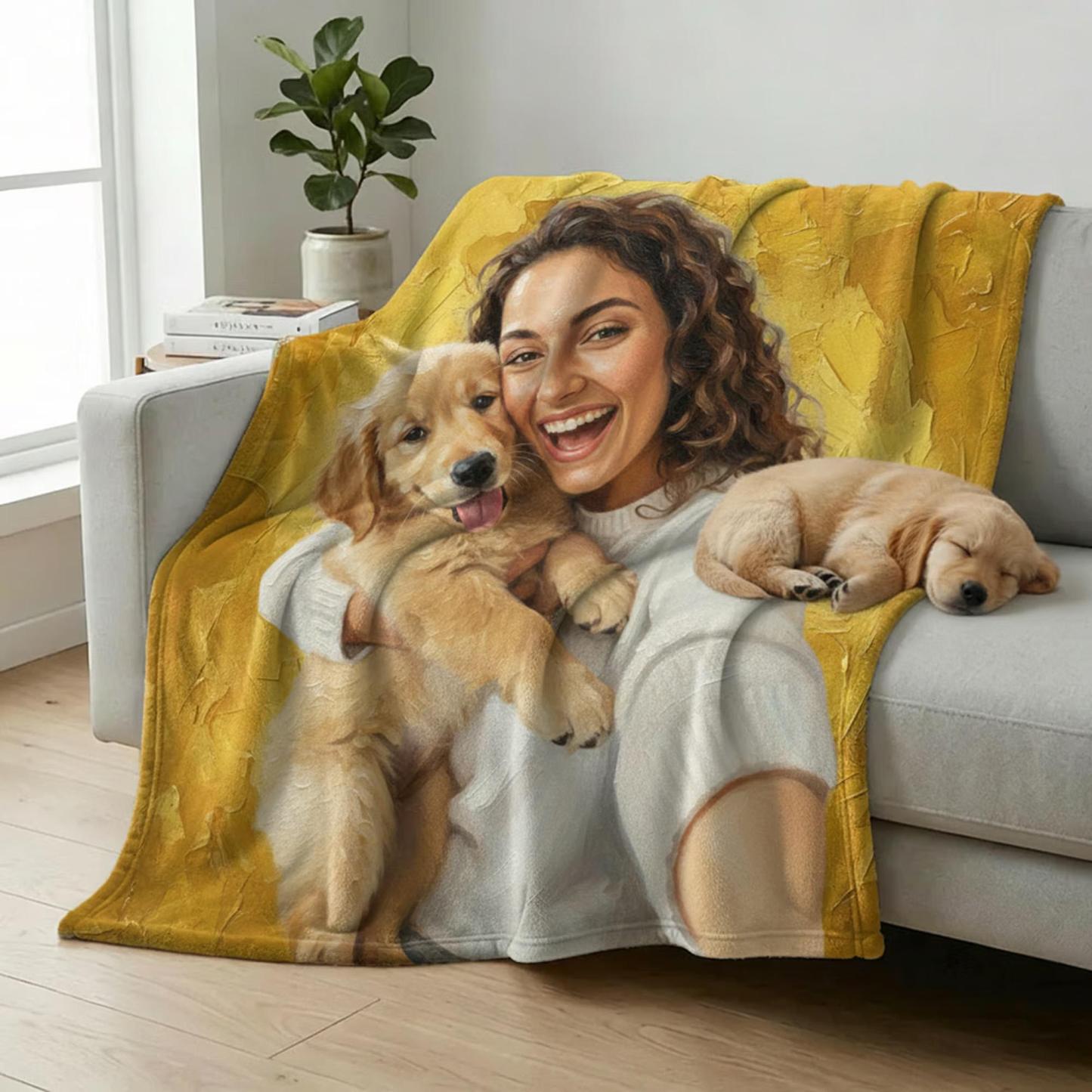 Manta Personalizada Con Retrato De Mascota, Estilo Pintura Al óleo, Para Cumpleaños, Regalo De Navidad Para Amantes De Los Perros - miscalcetinescaramx