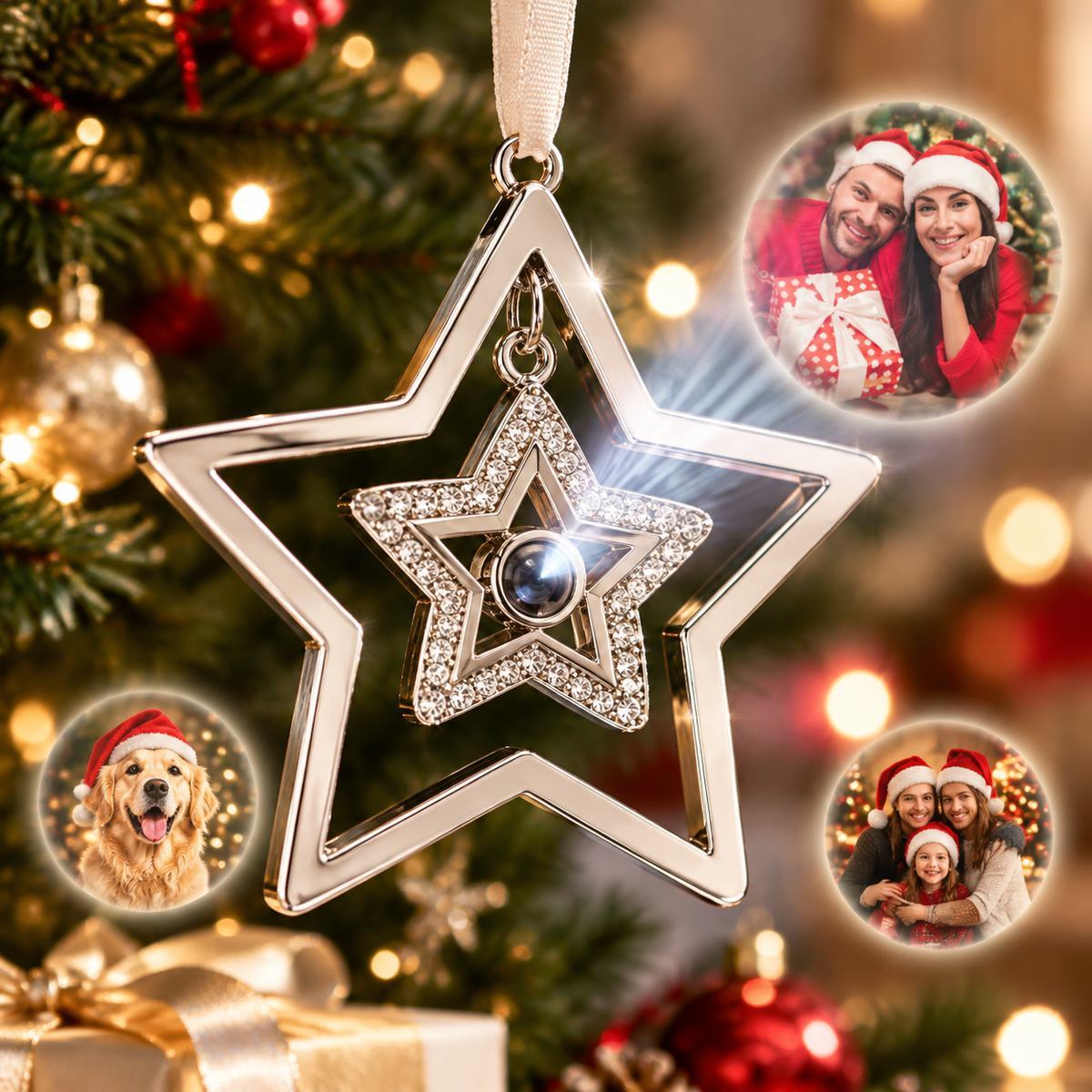Decoración De Estrella Con Foto De Proyección Personalizada, Adorno De Estrella Para árbol De Navidad, Adorno Con Foto De Navidad, Primera Decoración Navideña Del Bebé Para Regalar - miscalcetinescaramx
