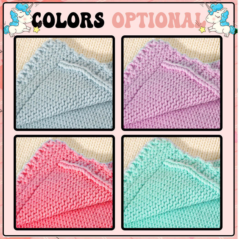 Manta De Punto Personalizada, Manta De Unicornio Con Nombre Bordado, Regalo Para Bebé - miscalcetinescaramx