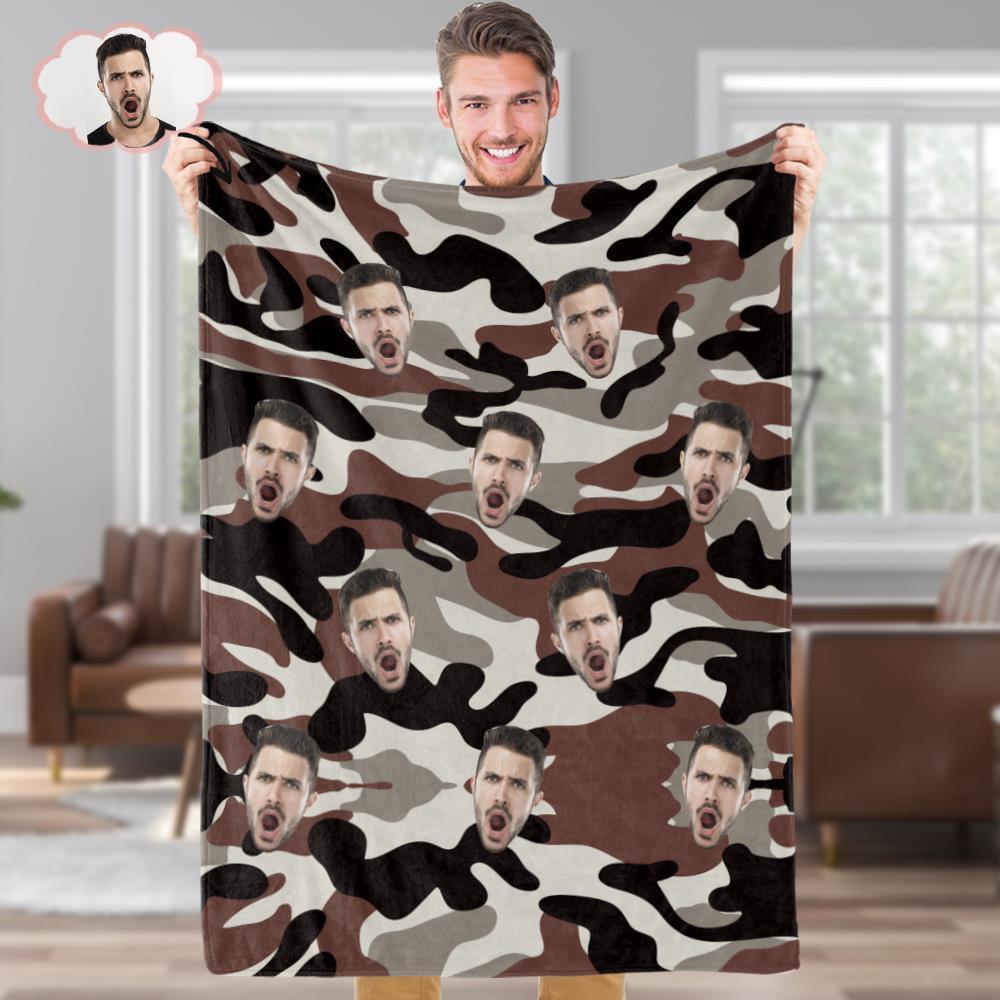 Custom Blanket Personalized Photo Camouflage Blanket For Lover - Dim Grey