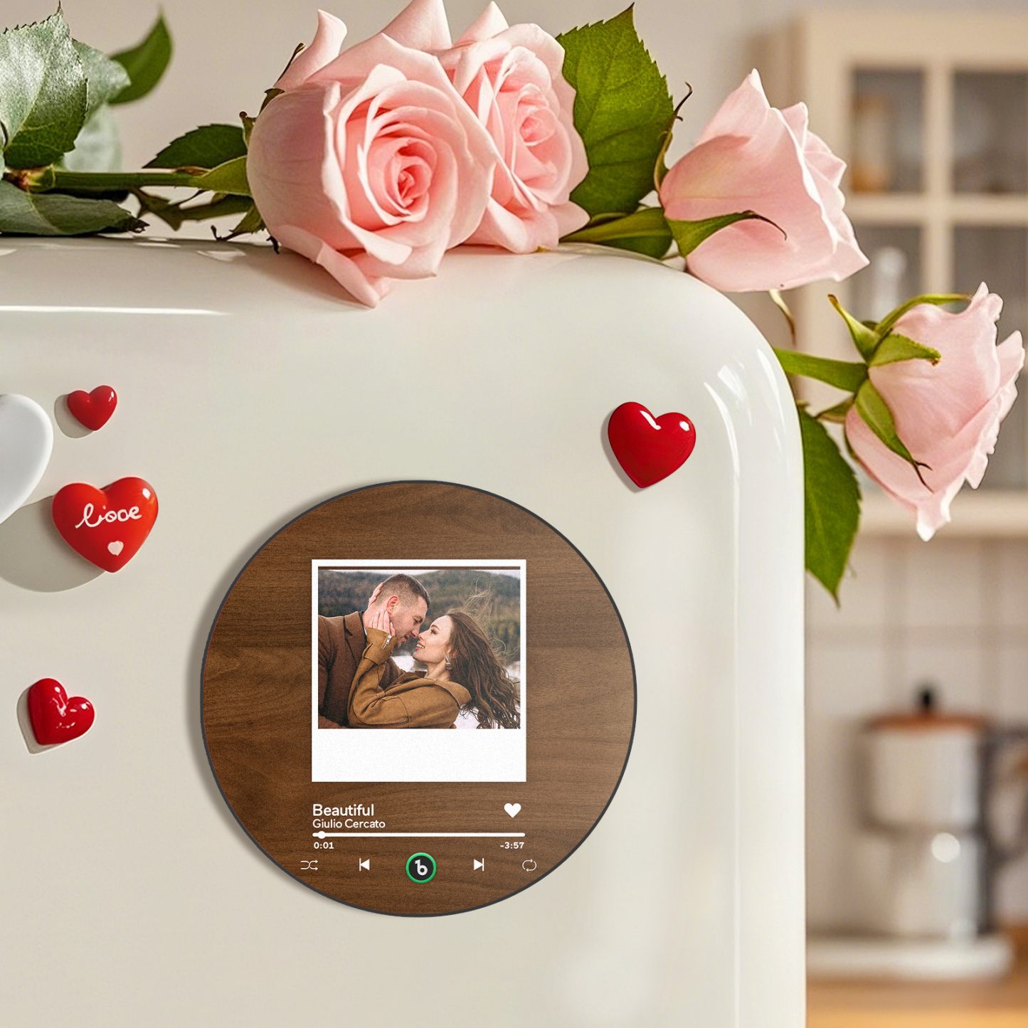 Imán De Nevera Personalizado Con Foto Y Música De Amor, Álbum Con Marco Redondo Personalizado, Regalo De Aniversario Para Parejas - miscalcetinescaramx