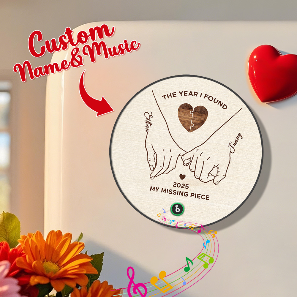 El Año En Que Encontré Mi Pieza Perdida. Imán De Nevera Personalizado Con Foto Y Música. Regalos De Aniversario. Regalos Para Parejas. - miscalcetinescaramx