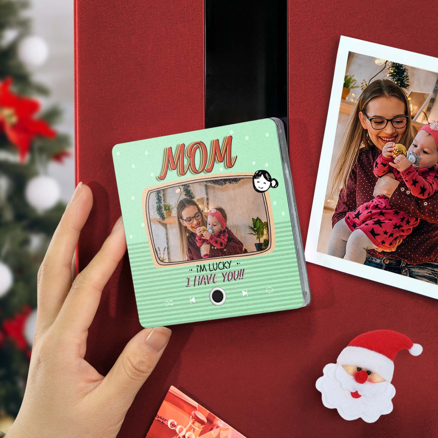 Imán De Música Personalizado Para Nevera, Regalo De Navidad Para Mamá, Imanes De Música Personalizados Que Pueden Reproducir Canciones, Regalos Familiares - miscalcetinescaramx