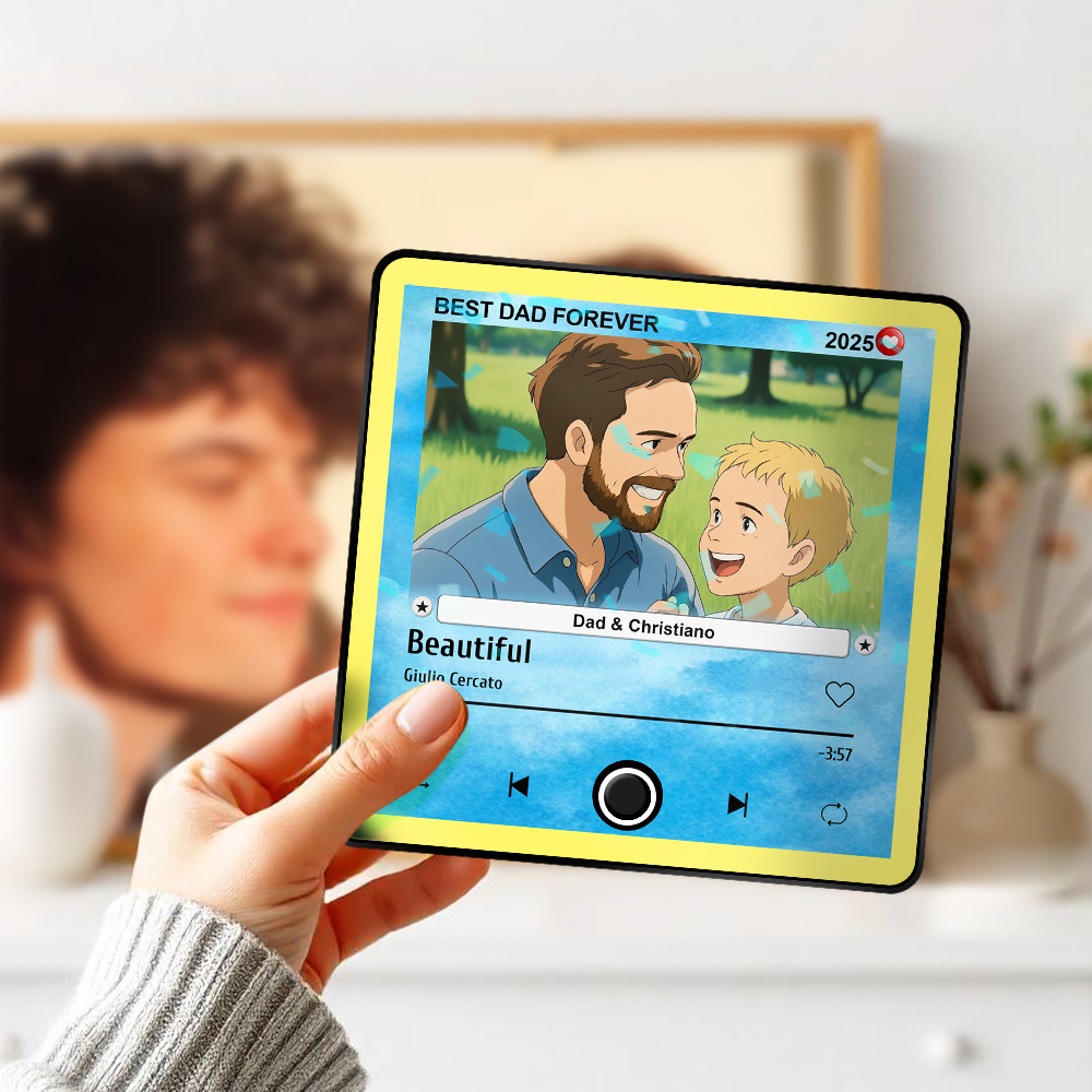 Imán Para Nevera Con Foto De Papá De Dibujos Animados Personalizado, Música Que Se Puede Reproducir Sin Teléfono Móvil, Decoración Para Pareja. - miscalcetinescaramx