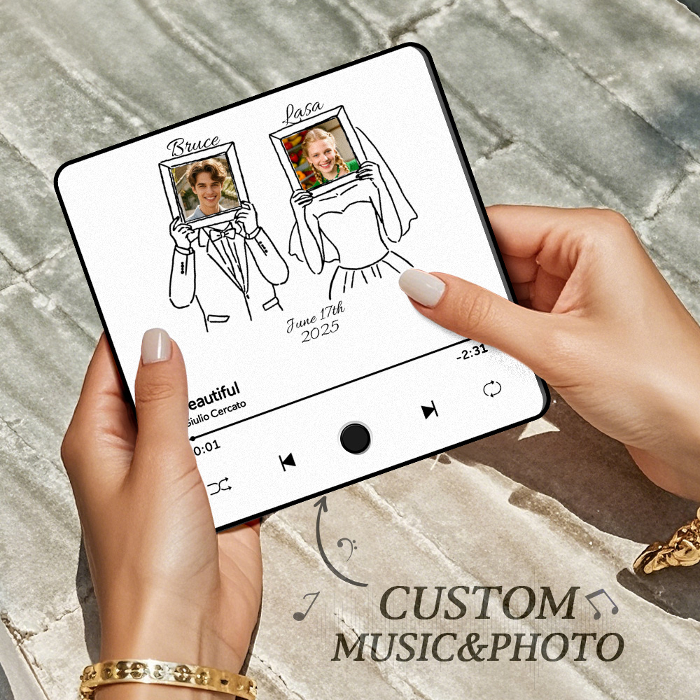 Álbum De Fotos De Pareja Personalizado Con Imán Para Nevera. La Música Se Puede Reproducir Sin Necesidad De Teléfono Móvil.