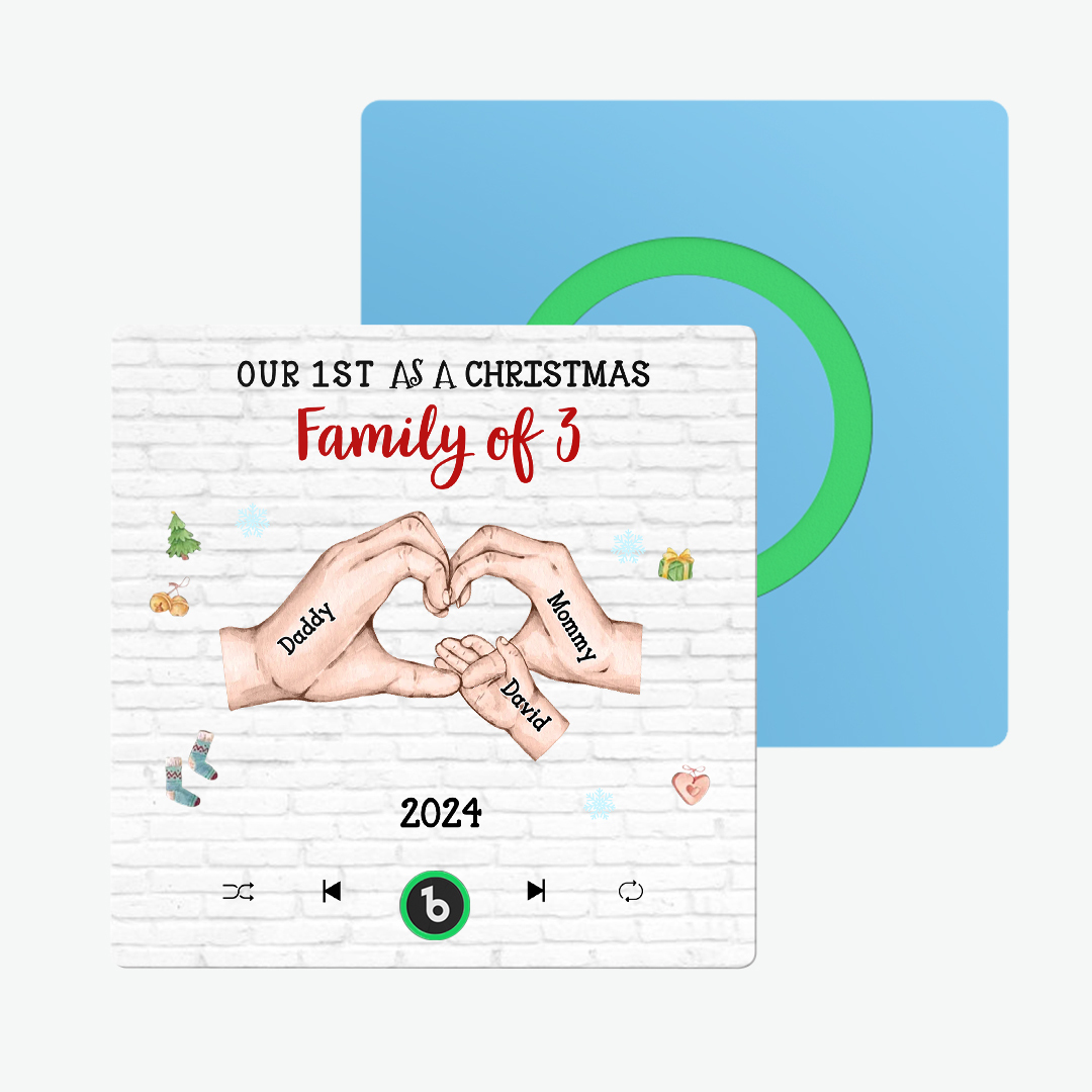 Imán Personalizado Para Nevera Sin Marco, Personaje De Dibujos Animados Y Nombre, Álbum Personalizado, Imán Para Nevera De Música, Nuestro Primero Como Familia Navideña - miscalcetinescaramx