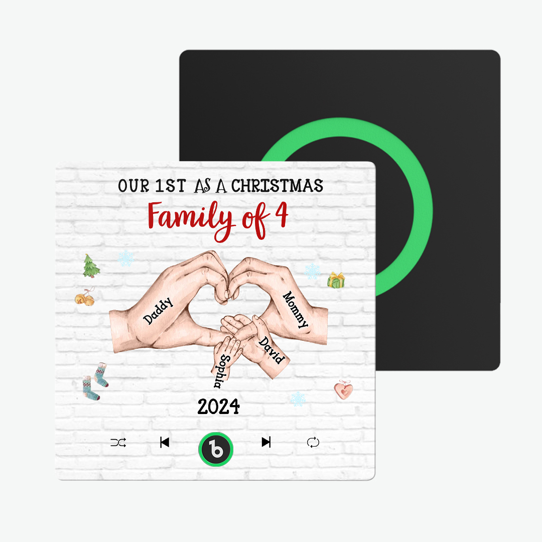 Imán Personalizado Para Nevera Sin Marco, Personaje De Dibujos Animados Y Nombre, Álbum Personalizado, Imán Para Nevera De Música, Nuestro Primero Como Familia Navideña - miscalcetinescaramx