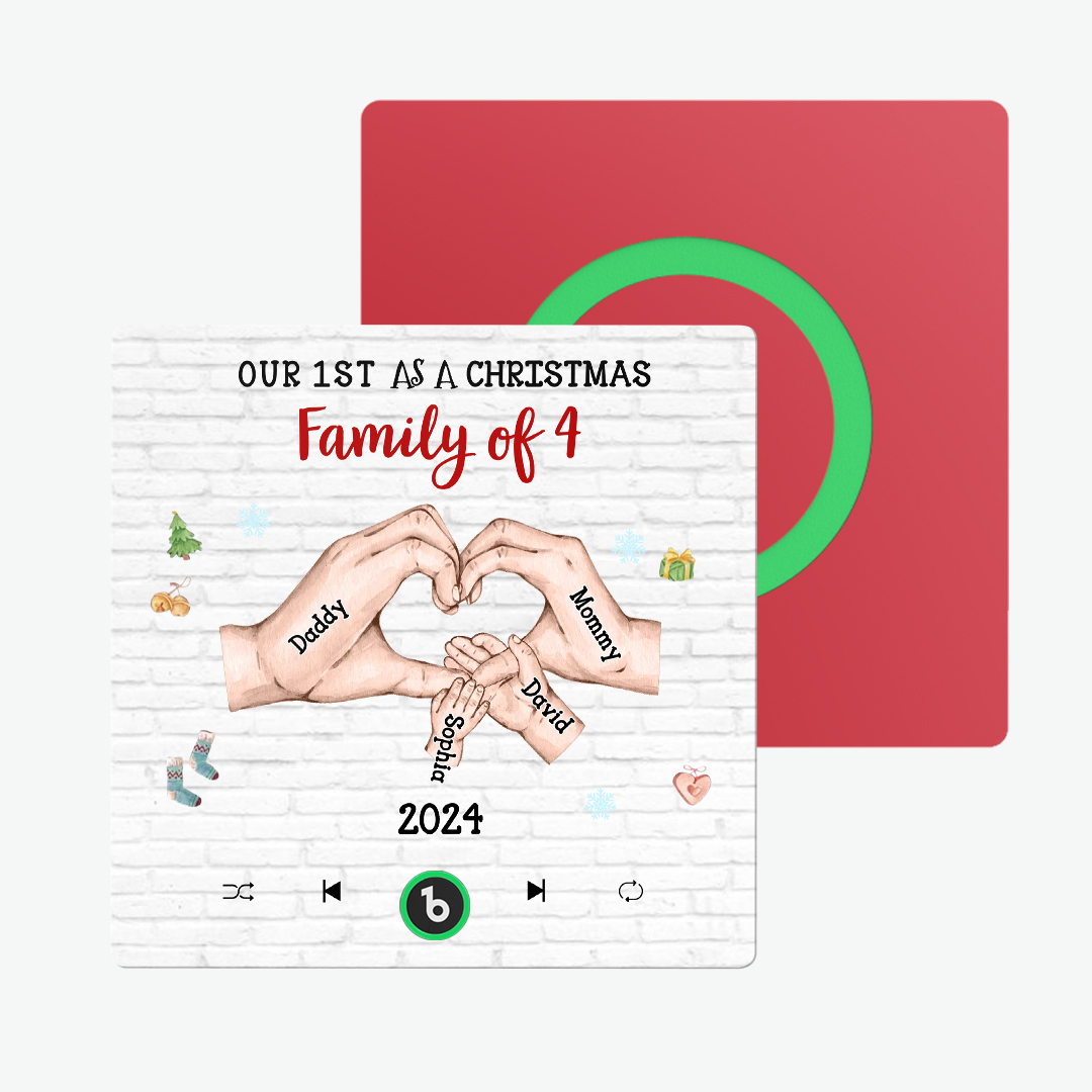 Imán Personalizado Para Nevera Sin Marco, Personaje De Dibujos Animados Y Nombre, Álbum Personalizado, Imán Para Nevera De Música, Nuestro Primero Como Familia Navideña - miscalcetinescaramx