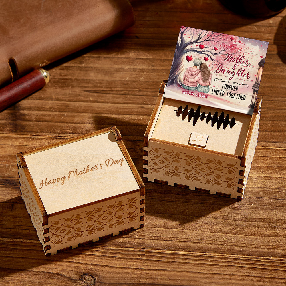 Caja De Música De Madera Personalizada, Caja De Música Personalizada, Regalo Para Madre - miscalcetinescaramx