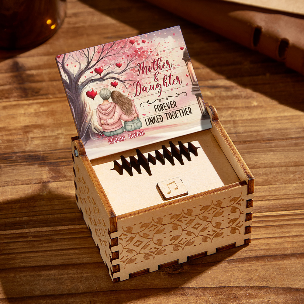 Caja De Música De Madera Personalizada, Caja De Música Personalizada, Regalo Para Madre - miscalcetinescaramx