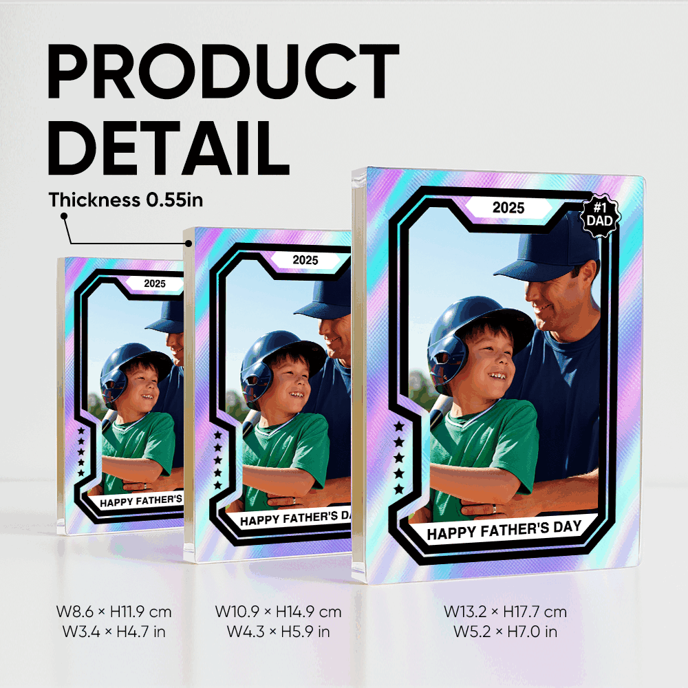 Tarjeta De Béisbol Personalizada Premium Con Bloque Acrílico Y Placa Fotográfica Personalizada. Regalo Para El Día Del Padre Para Papá, Esposo O Amantes De Los Deportes. - miscalcetinescaramx