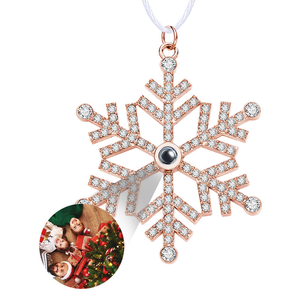 Adorno De Proyección Personalizado Foto Personalizada Copo De Nieve Adornos Navideños Regalos - miscalcetinescaramx