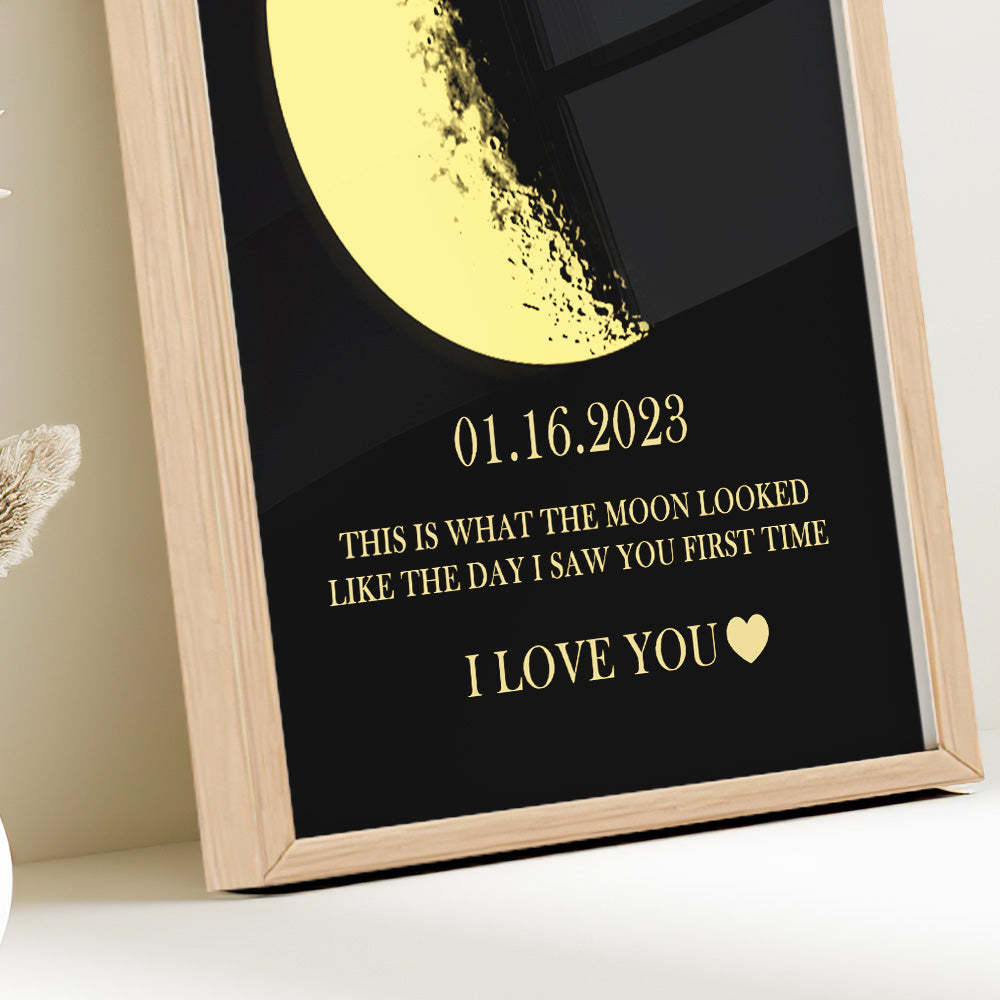 Marco De Fase Lunar Personalizado, Marco De Arte Con Impresión Lunar De Madera, Marco De Fotos Personalizado De Fases Lunares De Cumpleaños - MyFaceSocksMX