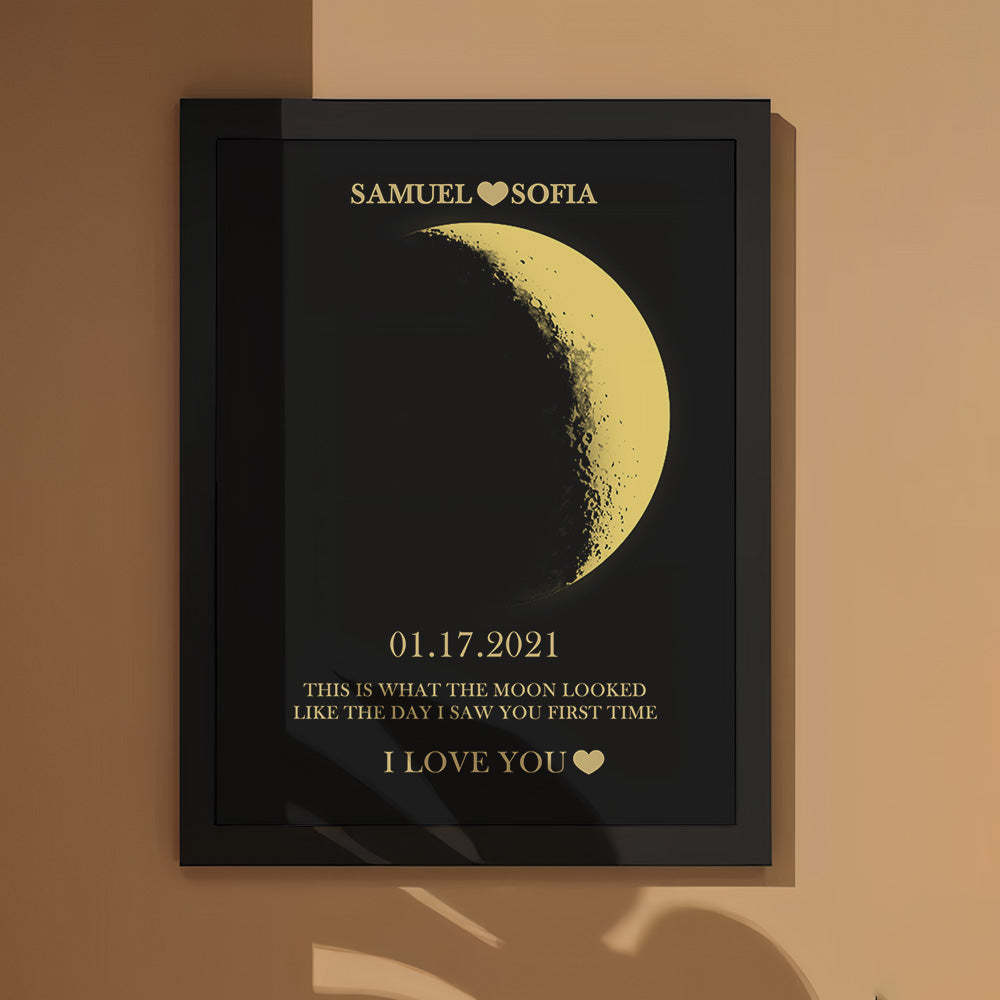 Fase Lunar Personalizada Y Nombres Marco De Madera Con Su Texto Marco De Arte De Pareja Personalizado El Mejor Regalo Del Día De San Valentín - MyFaceSocksMX