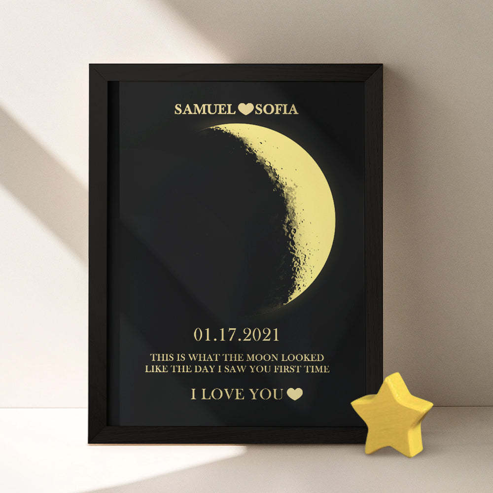 Marco De Fase Lunar Personalizado Decoración De Pared De Fase Lunar Marco De Arte De Pareja Personalizado - MyFaceSocksMX