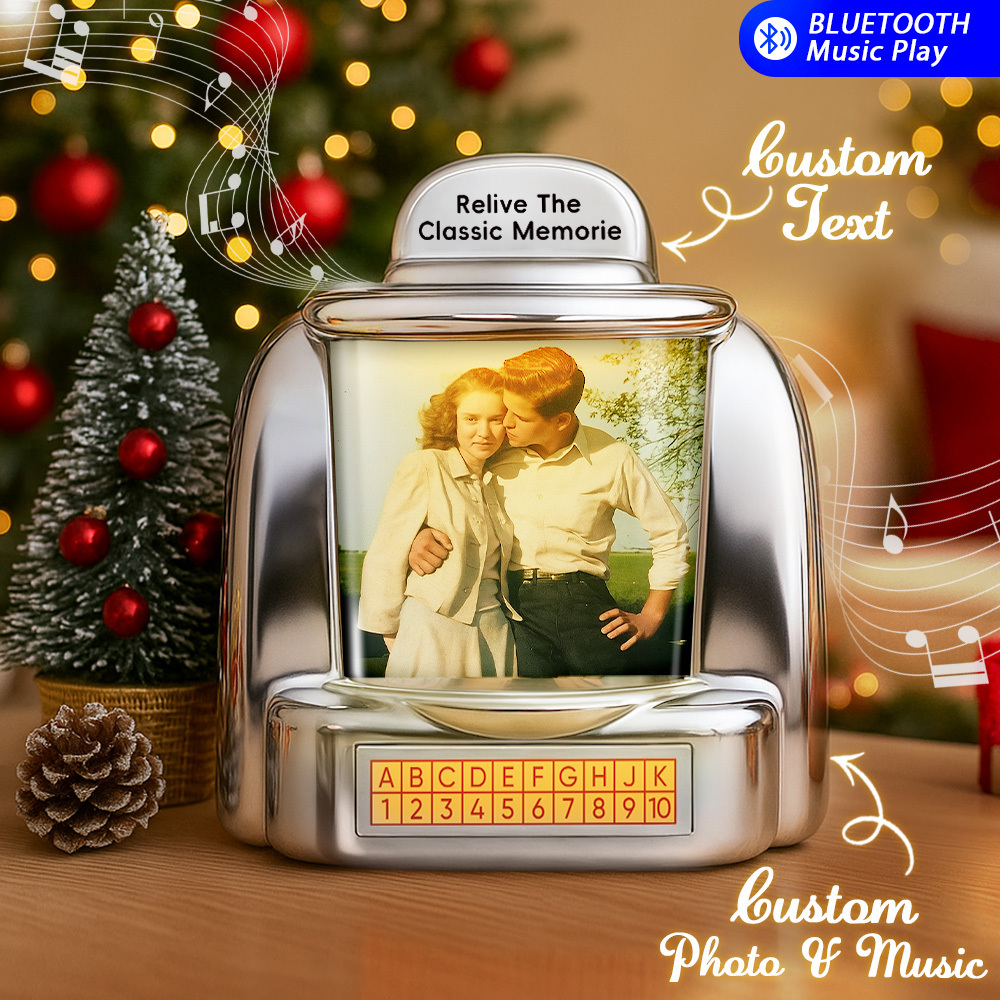 Mini Reproductor De Música Retro Personalizado Con Ia Para Recuperar Viejos Recuerdos: Foto, Nombres Y Fecha Personalizables, Con Radio | Decoración Vintage Para Mesa | Regalos Navideños Retro Nostálgicos - miscalcetinescaramx