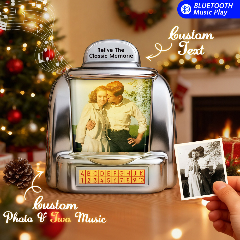 Mini Reproductor De Música Retro Personalizado Con Ia Para Recuperar Viejos Recuerdos: Foto, Nombres Y Fecha Personalizables, Con Radio | Decoración Vintage Para Mesa | Regalos Navideños Retro Nostálgicos - miscalcetinescaramx