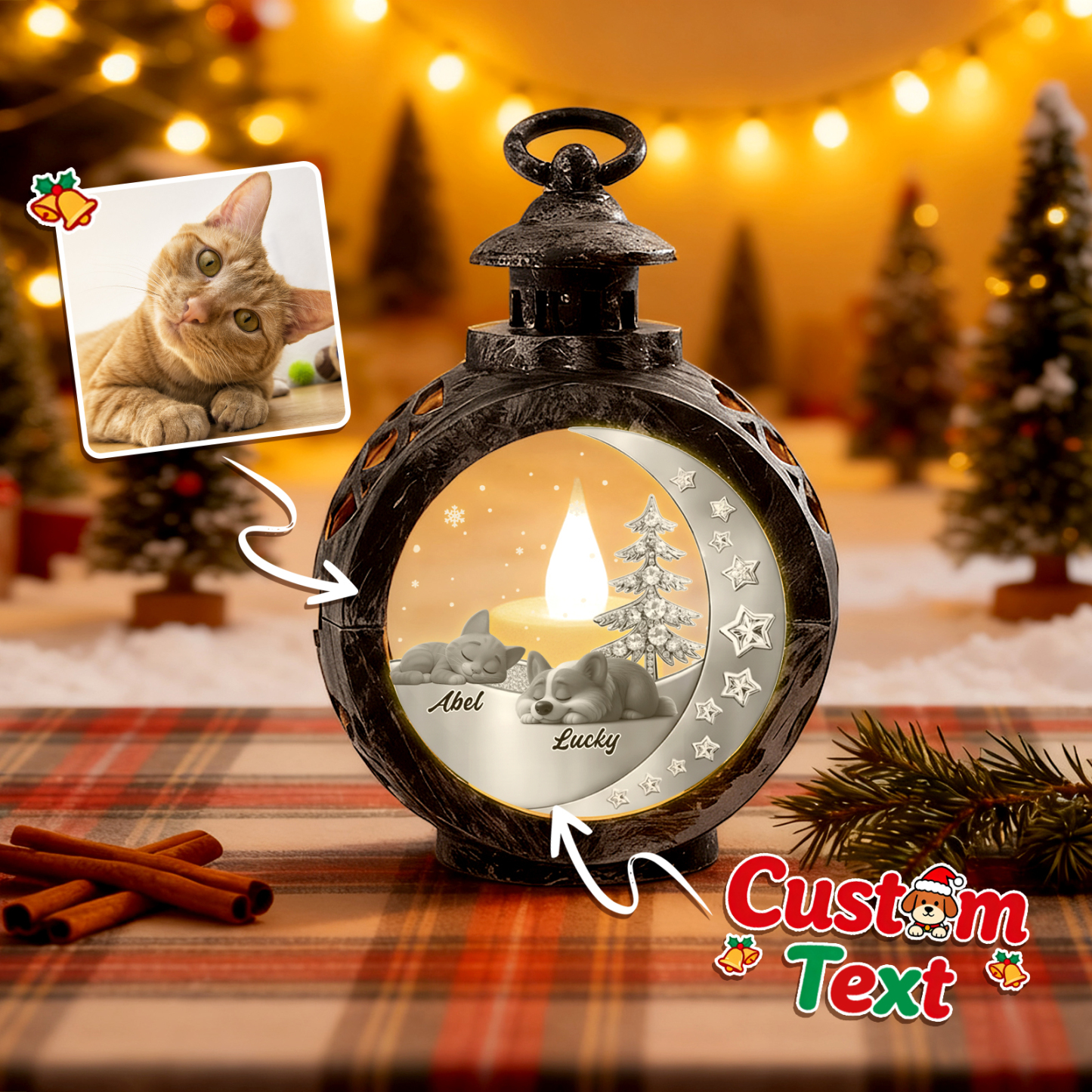 Beside You - Farol Navideño Personalizado Con Efecto 3d - miscalcetinescaramx