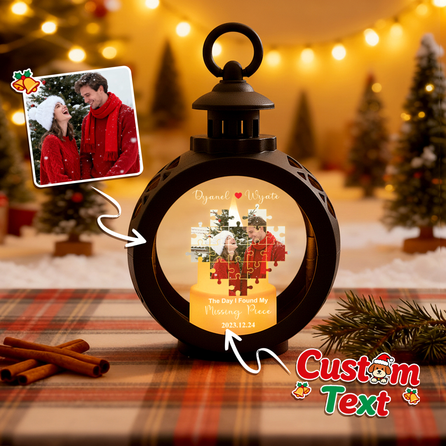 Linterna De Corazón Personalizada Junto A Tus Fotos, Regalos De Amor Personalizados Para Tu Novio O Esposo. - miscalcetinescaramx